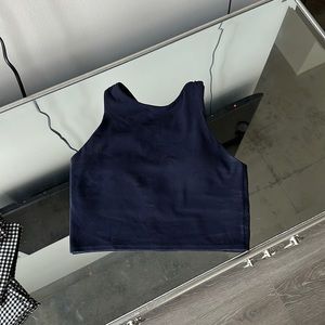 Athleta Conscious Crop Navy Padded High Neck Crop top workout Size XS
